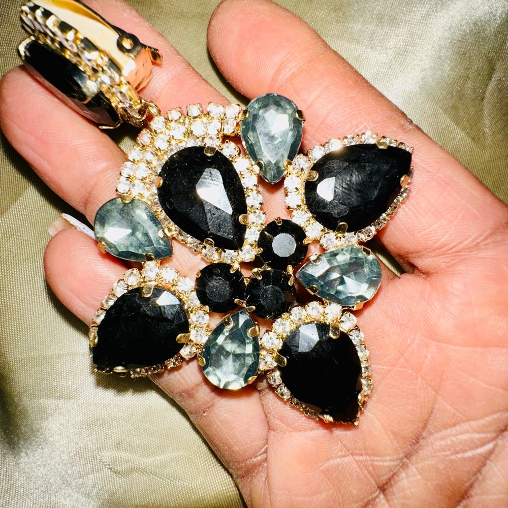 Elegant Black and Gold Statement Earrings